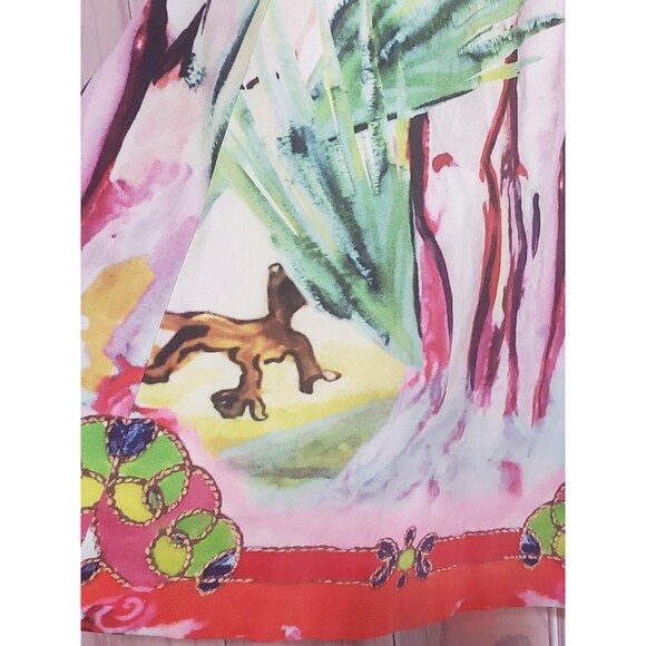 Alice + Olivia Meritt Lola Lady Print Pleated Midi Flare Skirt Cotton Size 2 - Picture 4 of 7